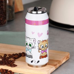 Kubek termiczny PUSZKA ze słomką ustnikiem do szkoły KOTEK 400 ml ORION 128508