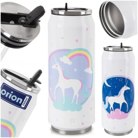 Kubek termiczny PUSZKA ze słomką ustnikiem do szkoły UNICORN 500 ml ORION 124824