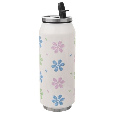 Kubek termiczny PUSZKA ze słomką ustnikiem do szkoły kwiatki 400 ml ORION 128512