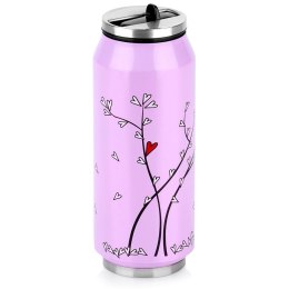 Kubek termiczny PUSZKA ze słomką ustnikiem do szkoły różowy SERCE 400 ml ORION 128513