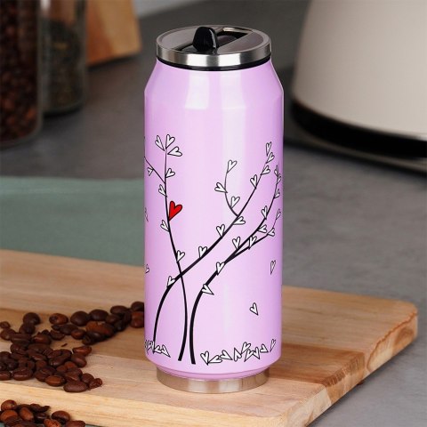 Kubek termiczny PUSZKA ze słomką ustnikiem do szkoły różowy SERCE 400 ml ORION 128513