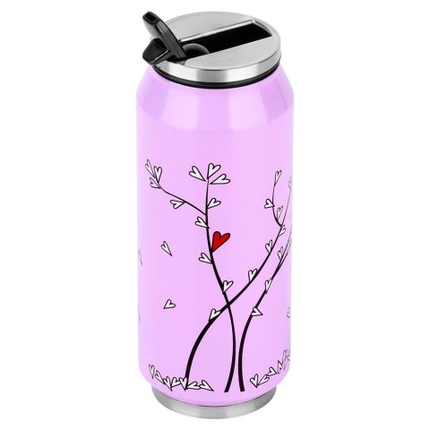 Kubek termiczny PUSZKA ze słomką ustnikiem do szkoły różowy SERCE 400 ml ORION 128513