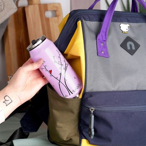 Kubek termiczny PUSZKA ze słomką ustnikiem do szkoły różowy SERCE 400 ml ORION 128513