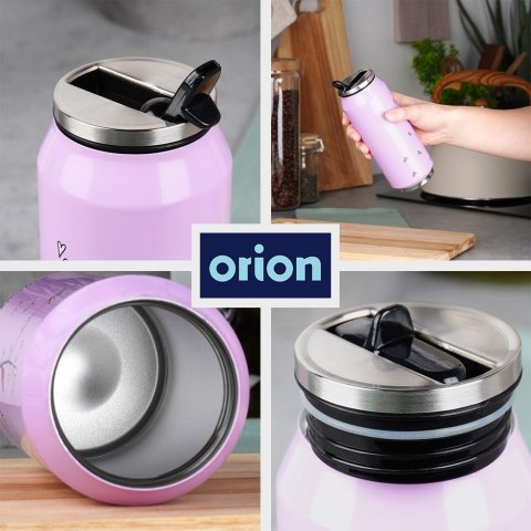 Kubek termiczny PUSZKA ze słomką ustnikiem do szkoły różowy SERCE 400 ml ORION 128513