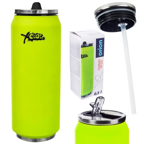 Kubek termiczny PUSZKA ze słomką ustnikiem do szkoły zielony 500 ml ORION 125896