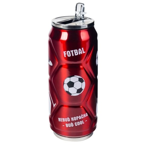 Kubek termiczny PUSZKA ze słomką ustnikiem na kawę piłka czerwony 500 ml ORION 125894