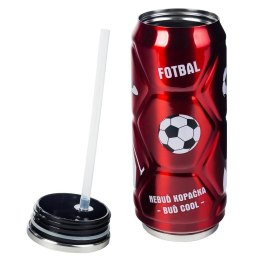 Kubek termiczny PUSZKA ze słomką ustnikiem na kawę piłka czerwony 500 ml ORION 125894