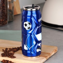 Kubek termiczny PUSZKA ze słomką ustnikiem na kawę piłka niebieski 500 ml ORION 125895