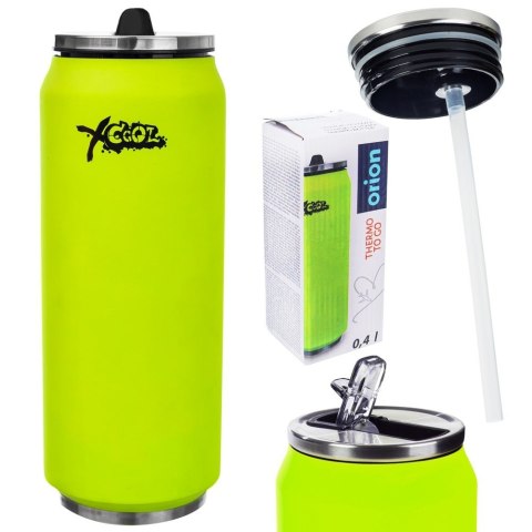 Kubek termiczny PUSZKA ze słomką ustnikiem na kawę zielony 400 ml ORION 125890