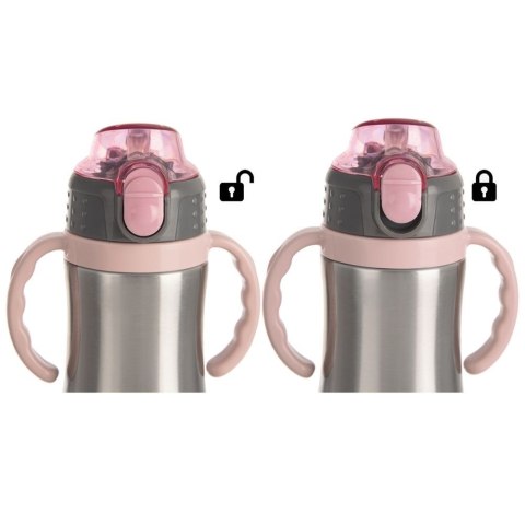Kubek termiczny dla dzieci z ustnikiem butelka bidon różowy 300ml ORION 128516
