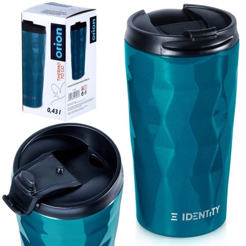 Kubek termiczny na kawę herbatę do auta stalowy niebieski 430 ml ORION 112267