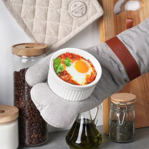 Miseczki kokilki ceramiczne do zapiekania piekarnika białe 260ml 6-ele VILDE 279006