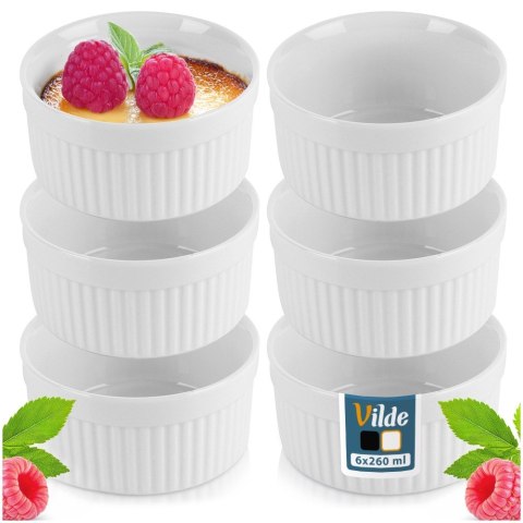 Miseczki kokilki ceramiczne do zapiekania piekarnika białe 260ml 6-ele VILDE 279006