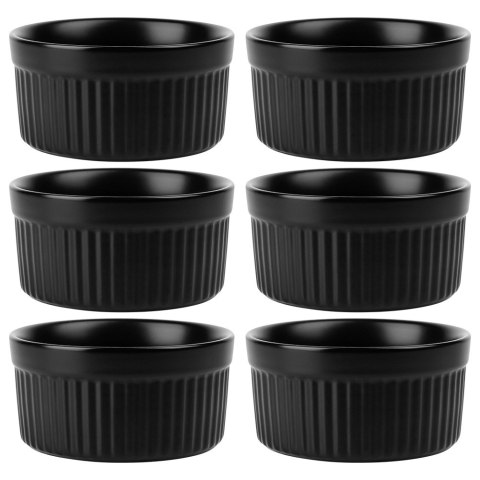 Miseczki kokilki ceramiczne do zapiekania piekarnika czarne 260ml 6-ele VILDE 279005