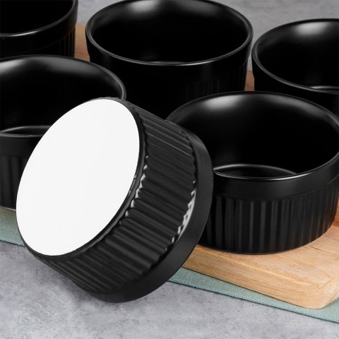 Miseczki kokilki ceramiczne do zapiekania piekarnika czarne 260ml 6-ele VILDE 279005