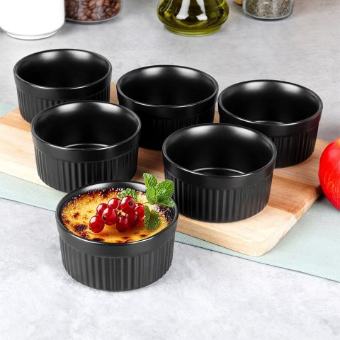 Miseczki kokilki ceramiczne do zapiekania piekarnika czarne 260ml 6-ele VILDE 279005