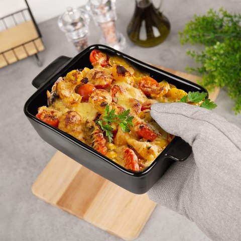 Naczynie żaroodporne ceramiczne czarne prostokątne 21.5x14x6cm 800ml VILDE 279907