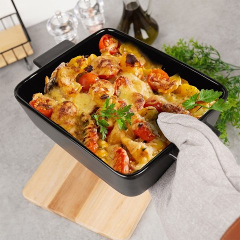 Naczynie żaroodporne ceramiczne czarne prostokątne duże 27.5x19x6cm 1.5L VILDE 279908