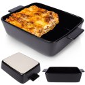 Naczynie żaroodporne ceramiczne czarne prostokątne duże 27.5x19x6cm 1.5L VILDE 279908