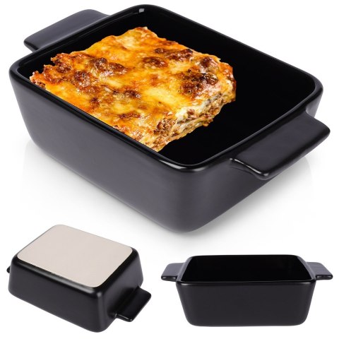 Naczynie żaroodporne ceramiczne czarne prostokątne małe 17.5x11.5x5cm 400ml VILDE 279906