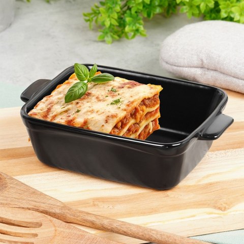 Naczynie żaroodporne do pieczenia ceramiczne czarne prostokątne 350ml VILDE 279013