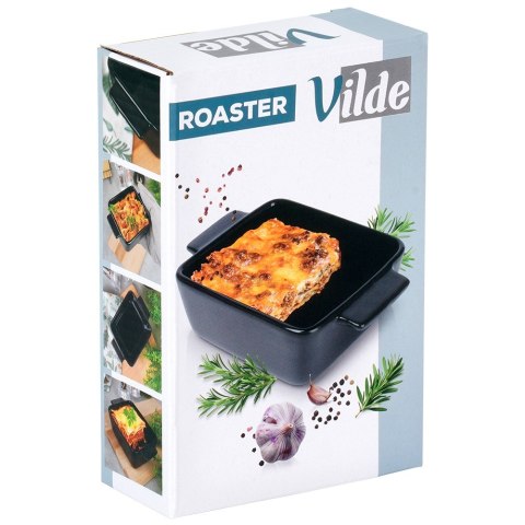 Naczynie żaroodporne do pieczenia ceramiczne czarne prostokątne 350ml VILDE 279013