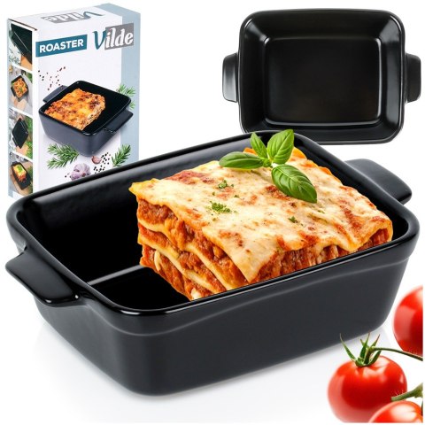 Naczynie żaroodporne do pieczenia ceramiczne czarne prostokątne 350ml VILDE 279013