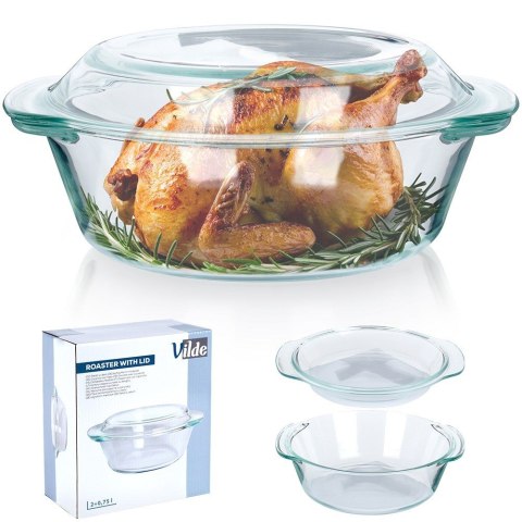 Naczynie żaroodporne z pokrywką szklane do zapiekania 2L + 750ml VILDE 259602
