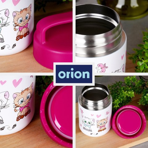 Termos obiadowy stalowy na obiad dla dzieci KOTEK 450 ml ORION 128506