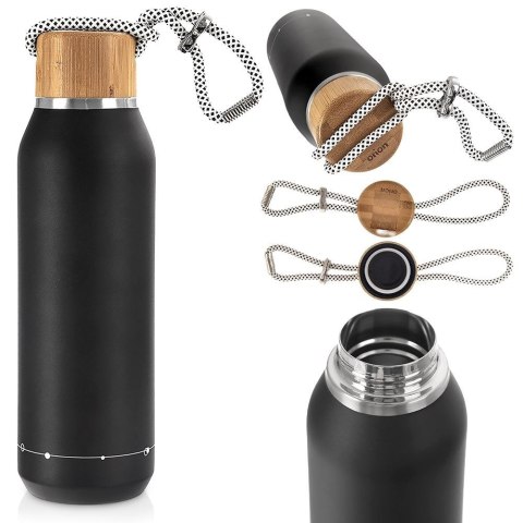 Termos stalowy czarny próżniowy butelka termiczna 580 ml ORION 830636