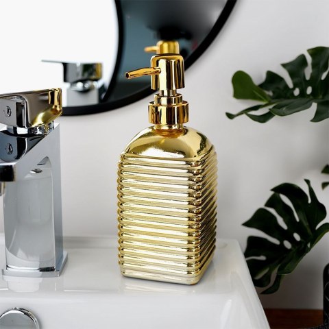 Dozownik do mydła płynu do naczyń zlewozmywaka na mydło szklany złoty 450ml VILDE 569395