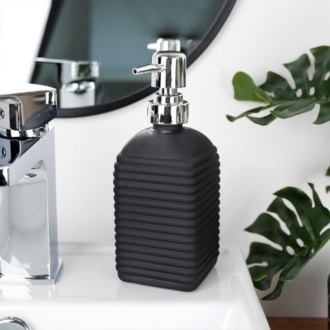 Dozownik do mydła płynu do naczyń zlewozmywaka szklany czarny 450ml VILDE 569396