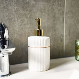 Dozownik do mydła płynu naczyń na mydło ceramiczny biały GOLD 400ml VILDE 569346-B