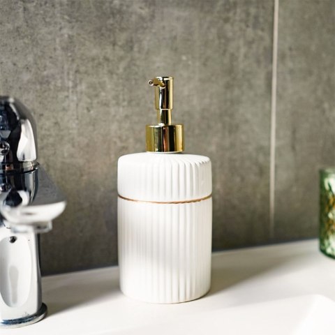 Dozownik do mydła płynu naczyń na mydło ceramiczny biały GOLD 400ml VILDE 569346-B