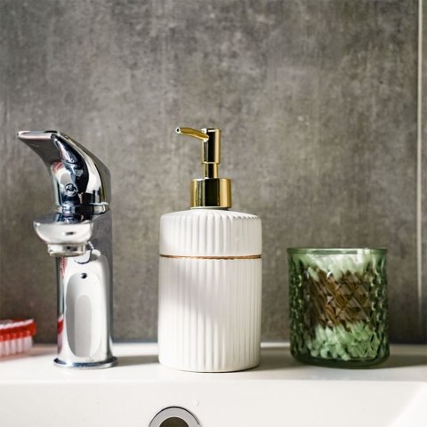 Dozownik do mydła płynu naczyń na mydło ceramiczny biały GOLD 400ml VILDE 569346-B