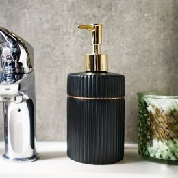 Dozownik do mydła płynu naczyń na mydło ceramiczny czarny GOLD 400ml VILDE 569346-C