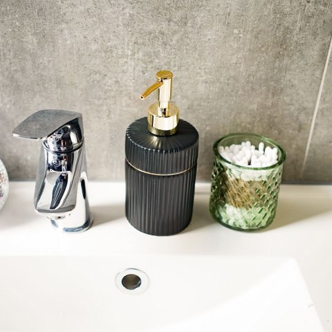 Dozownik do mydła płynu naczyń na mydło ceramiczny czarny GOLD 400ml VILDE 569346-C