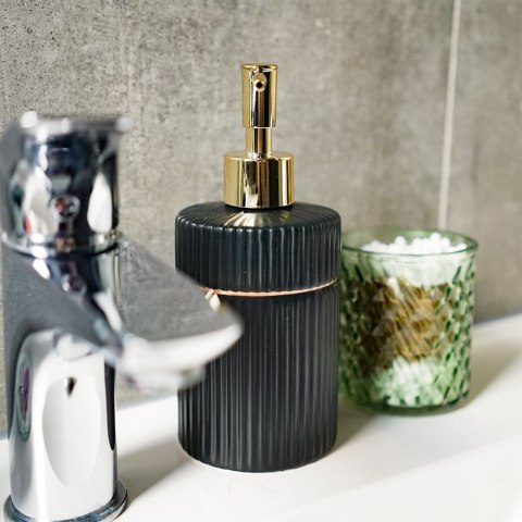 Dozownik do mydła płynu naczyń na mydło ceramiczny czarny GOLD 400ml VILDE 569346-C