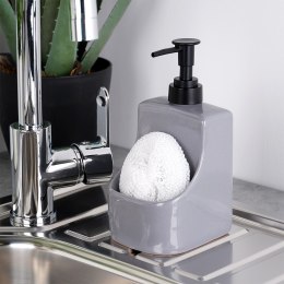 Dozownik do płynu do naczyń z pojemnikiem i gąbką szary 400ml VILDE 568008