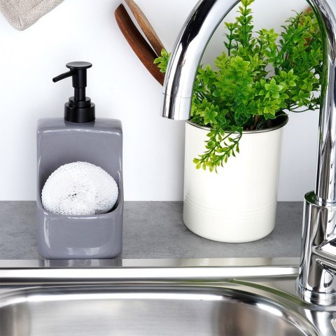 Dozownik do płynu do naczyń z pojemnikiem i gąbką szary 400ml VILDE 568008