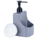 Dozownik do płynu do naczyń z pojemnikiem i gąbką szary 400ml VILDE 568008