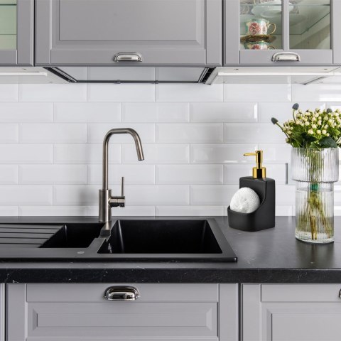 Dozownik do płynu do naczyń z pojemnikiem na gąbkę czarny GOLD 400ml VILDE 568007