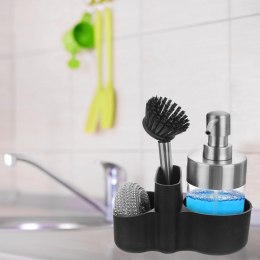 Dozownik do płynu do naczyń ze szczotką gąbką pojemnikiem czarny 350ml ORION 530787