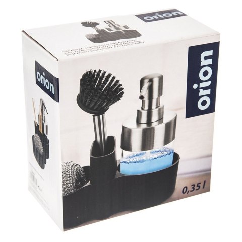 Dozownik do płynu do naczyń ze szczotką gąbką pojemnikiem czarny 350ml ORION 530787