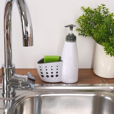 Dozownik płynu do naczyń z pojemnikiem na gąbkę biały 370ml ALPINA 569050