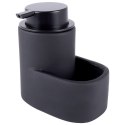 Dozownik płynu do naczyń z pojemnikiem na gąbkę ceramiczny czarny 350ml HIT 569543