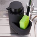 Dozownik płynu do naczyń z pojemnikiem na gąbkę ceramiczny czarny 350ml HIT 569543