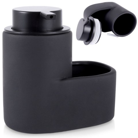 Dozownik płynu do naczyń z pojemnikiem na gąbkę ceramiczny czarny 350ml HIT 569543
