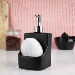 Dozownik płynu do naczyń z pojemnikiem na gąbkę ceramiczny czarny 350ml VILDE 530719