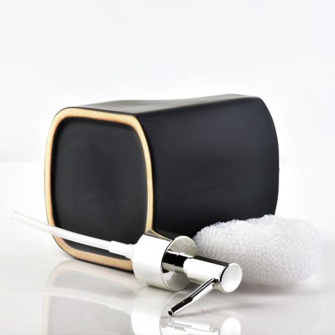 Dozownik płynu do naczyń z pojemnikiem na gąbkę ceramiczny czarny 350ml VILDE 530719